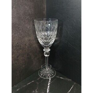 Pressed Lead Crystal Goblet Faceted Stem & Starburst Base 9.25”